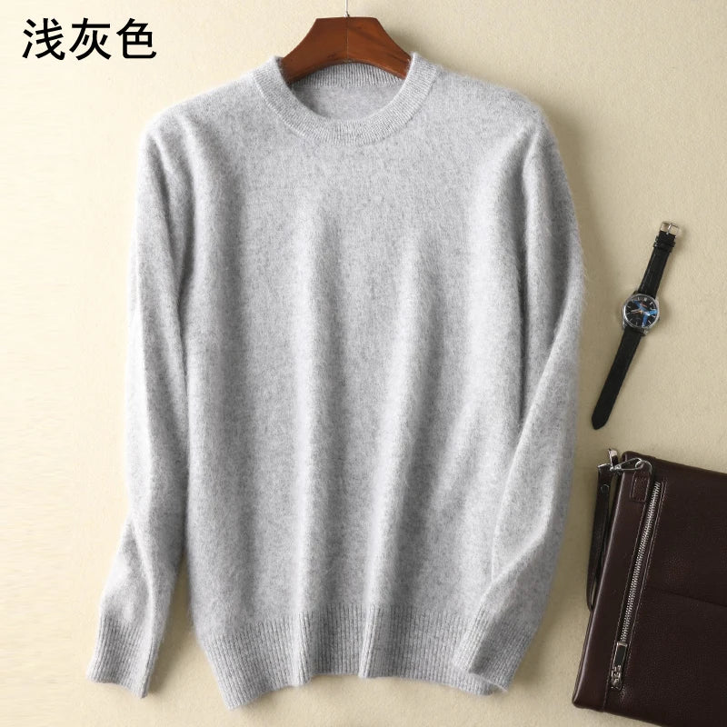 Men's 100% Pure Mink Cashmere Sweaters Soft Warm O-Neck Casual Pullovers Winter Long Sleeve High Quanlity Tops 17Colors Jumpers