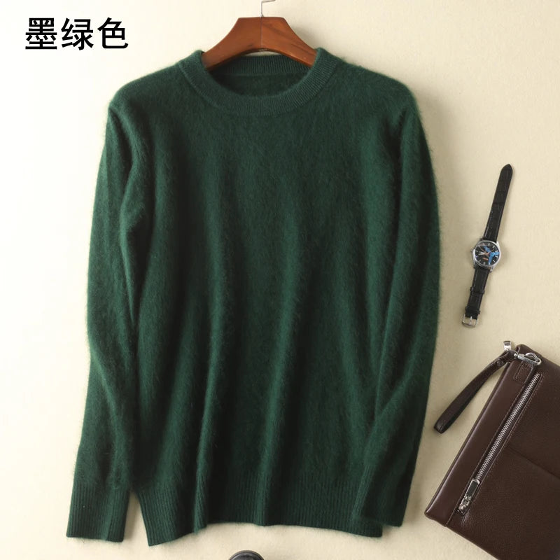Men's 100% Pure Mink Cashmere Sweaters Soft Warm O-Neck Casual Pullovers Winter Long Sleeve High Quanlity Tops 17Colors Jumpers
