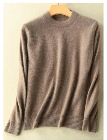 Winter Women Sweater 100% Mink Cashmere Half Turtleneck Knitted Pullovers Loose Soft Warm Female Long Sleeve Solid Jumper S-XXL