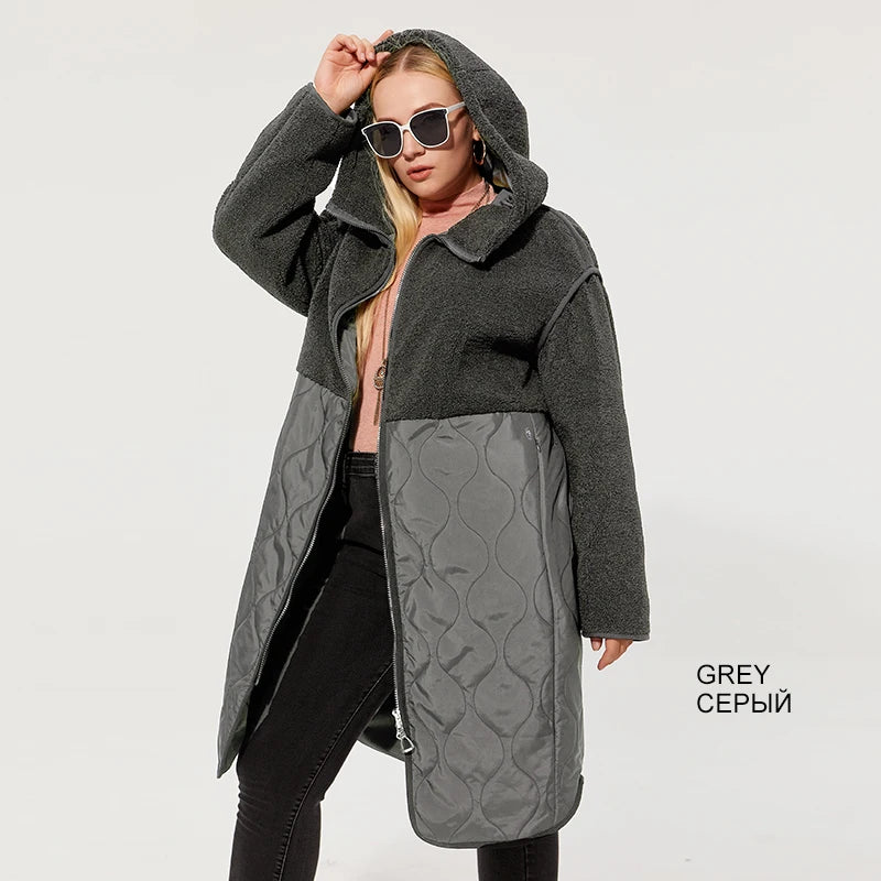 Astrid 2022 winter jacket Hooded long plus size parkas women's winter jackets faux Fur tops Fashion stitching coat women AM-7542