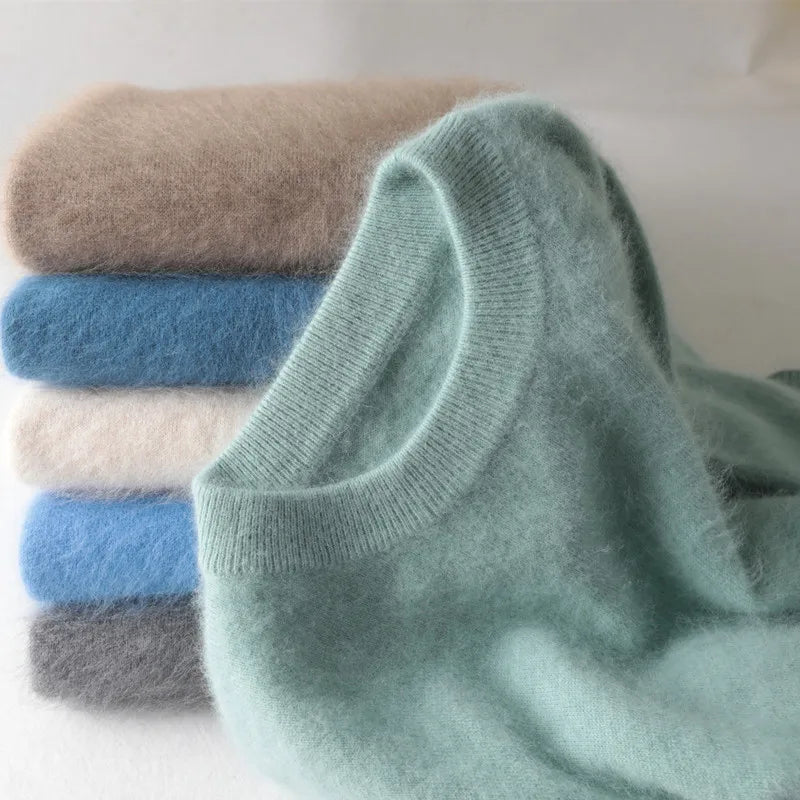 Men's 100% Pure Mink Cashmere Sweaters Soft Warm O-Neck Casual Pullovers Winter Long Sleeve High Quanlity Tops 17Colors Jumpers