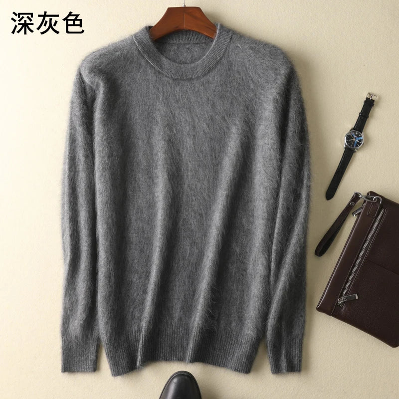 Men's 100% Pure Mink Cashmere Sweaters Soft Warm O-Neck Casual Pullovers Winter Long Sleeve High Quanlity Tops 17Colors Jumpers