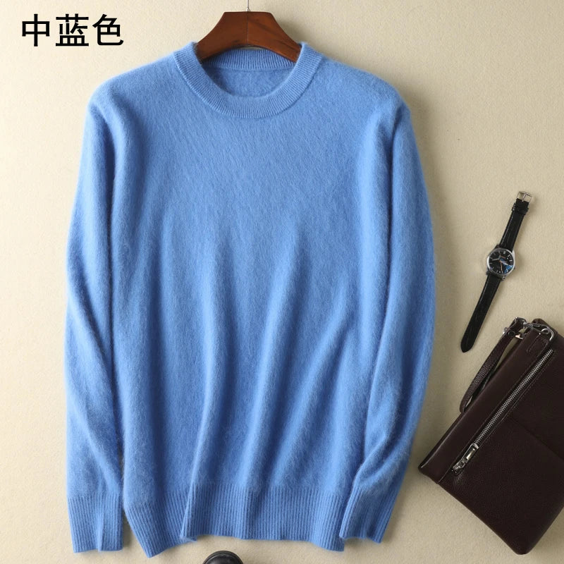 Men's 100% Pure Mink Cashmere Sweaters Soft Warm O-Neck Casual Pullovers Winter Long Sleeve High Quanlity Tops 17Colors Jumpers