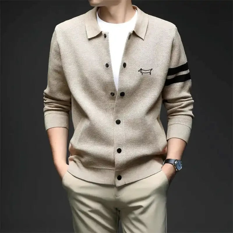 Men's golf knitted cardigan, stand-up collar, autumn men's sweater, all-rounder, business golf jacket, brand golf clothing