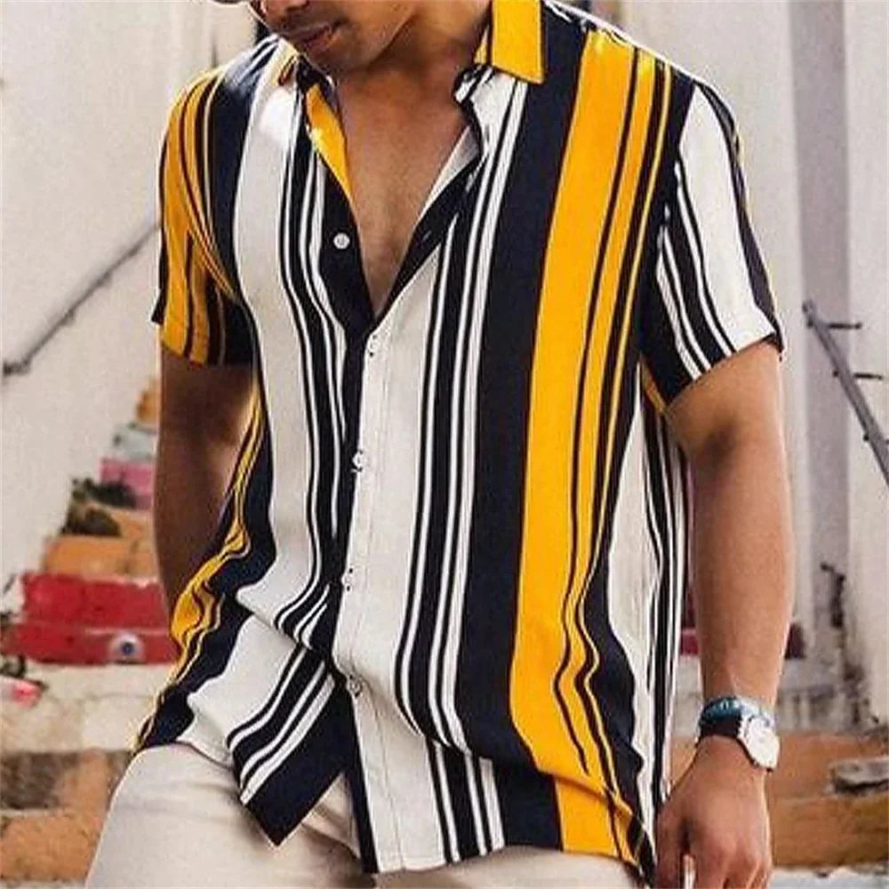 2024 Summer Hawaiian Men's Casual Printed Shirts Street Fashion Short Sleeves Flip Collar Button Comfortable Fabric Clothing