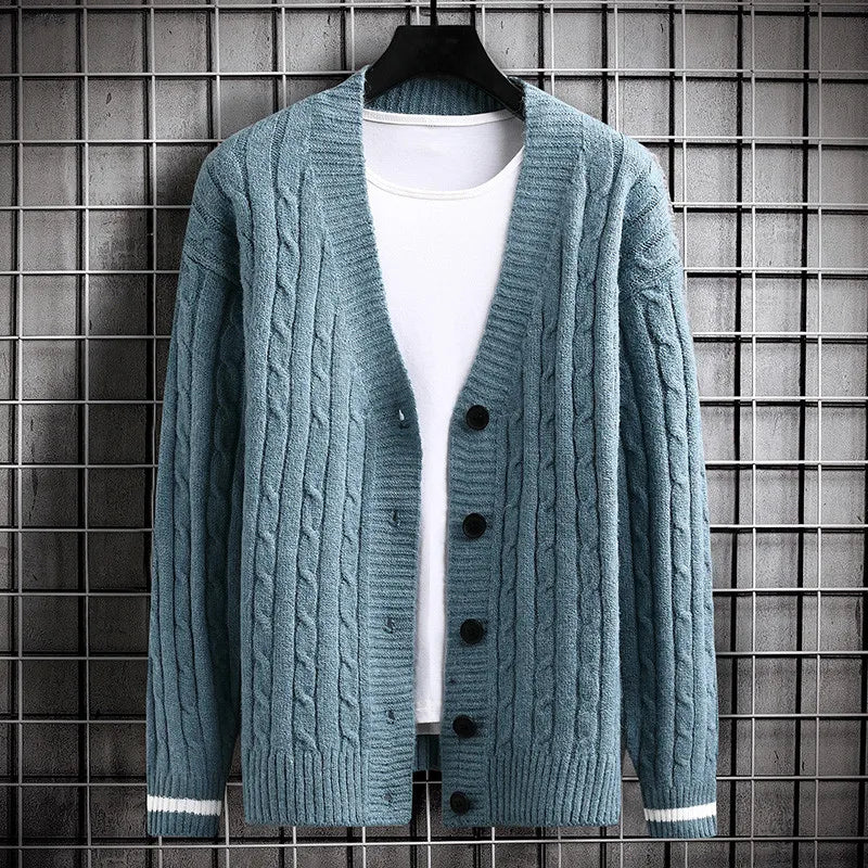 Autumn Men's Sweater Cardigan Slim Fit Single Breasted Solid Color Knitted Cardigan Men Causal Sweatercoat Mens Clothing 2022