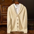 Autumn and Winter Wool Sweater Men's Buttoned Crochet Thick Cashmere Coat Loose and Warm Knitted Sweater