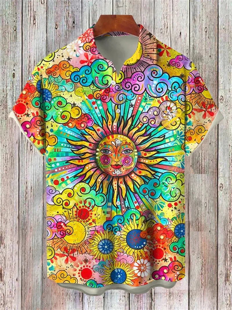 3D printed temperament men's shirt Hawaiian style summer fashion street trend retro boutique top