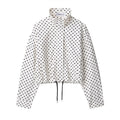 New Summer 2026 Womens Fashion Turtleneck Drawstring Hem Polka Dot Seersucker Jacket Casual Spring Autumn Outfit Trafizaran