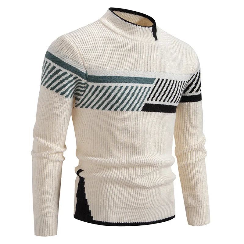 2025 Men's Color-coded Casual Trendy Slim Simple Basic Casual Trendy Knitted Sweater Pullovers Male Clothes Autumn Winter Tops
