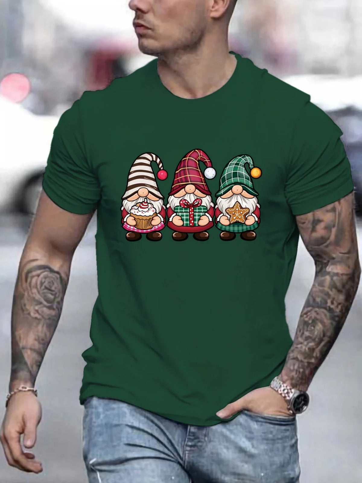 Christmas Festive Gnomes Graphic T Shirts Summer Kids Clothing Men's Shirts Crew Neck Short Sleeve T-Shirts Fashion Man Clothes