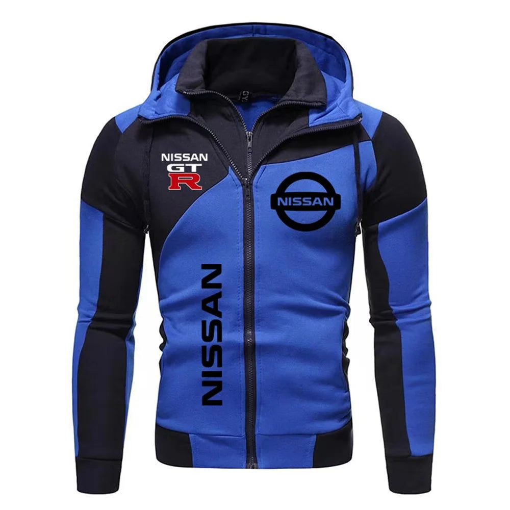 Nissan hooded motorcycle sweatshirt, sweatshirt with NISSAN logo in a sporty style, new men's clothing for the autumn of 2025