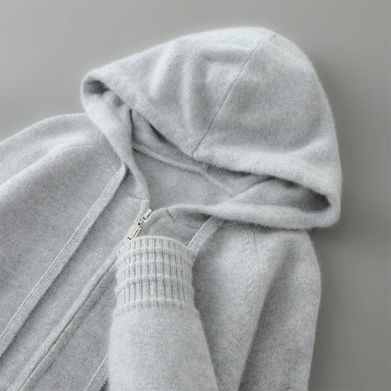 S-XXXL Autumn and winter 2025 new 100% Merino wool knitted cardigan men's hooded sweater casual high-end jacket full sleeves