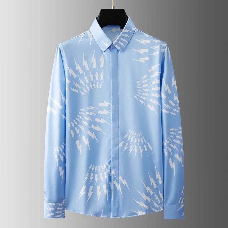 2025 new men's shirt 3D printed men's shirt casual long-sleeved lapel fashion design loose top large size xs-6xl soft fabric