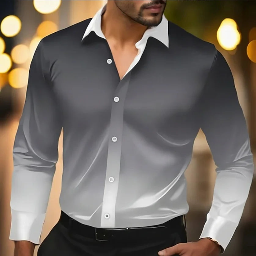 3D floral print men's long sleeved shirt, comfortable lapel top, Hawaiian long sleeved shirt, new top clothing
