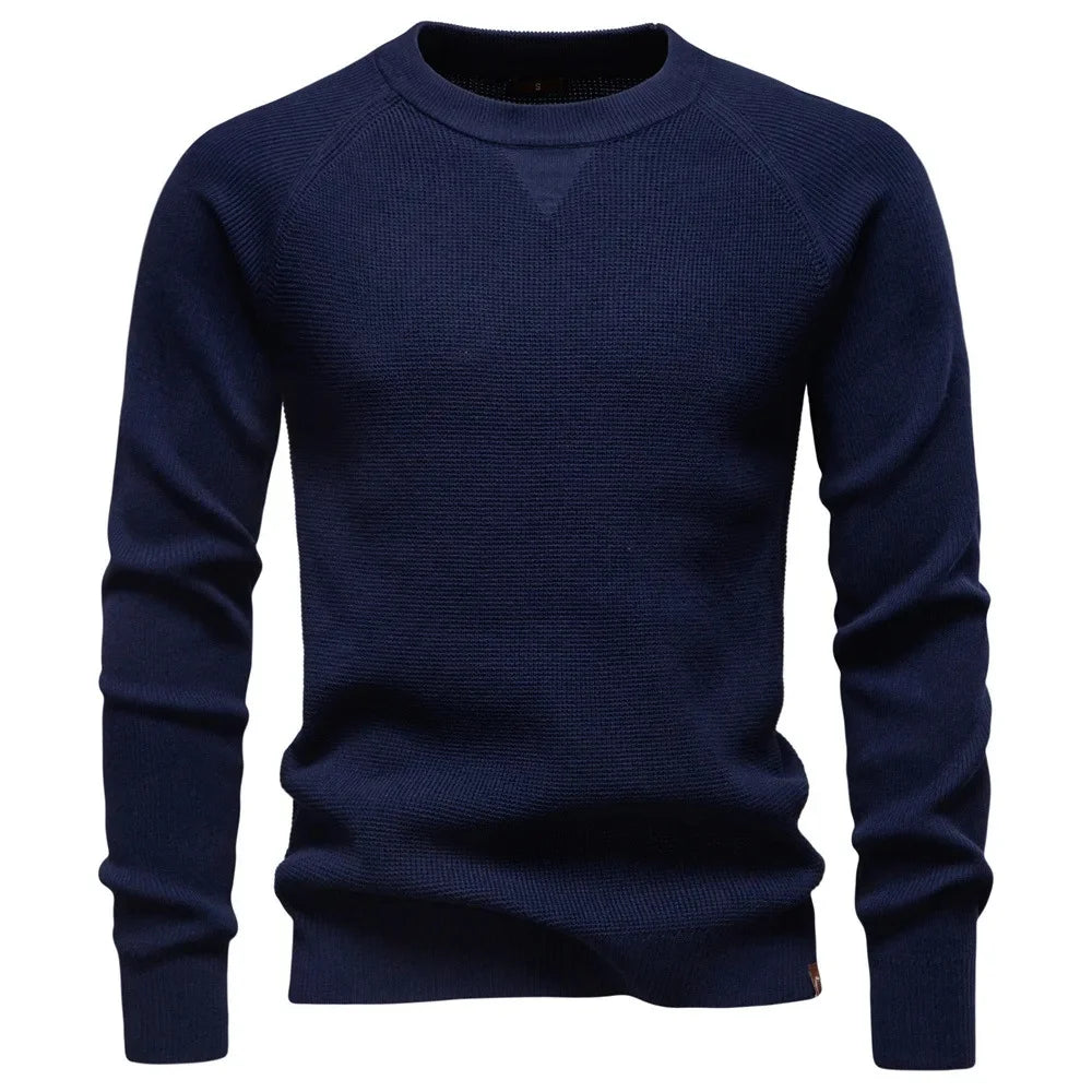 High Quality Men's Casual Knitted Sweater round Neck Pullover Fashionable New Arrival Pure Color Business Casual Autumn Winter