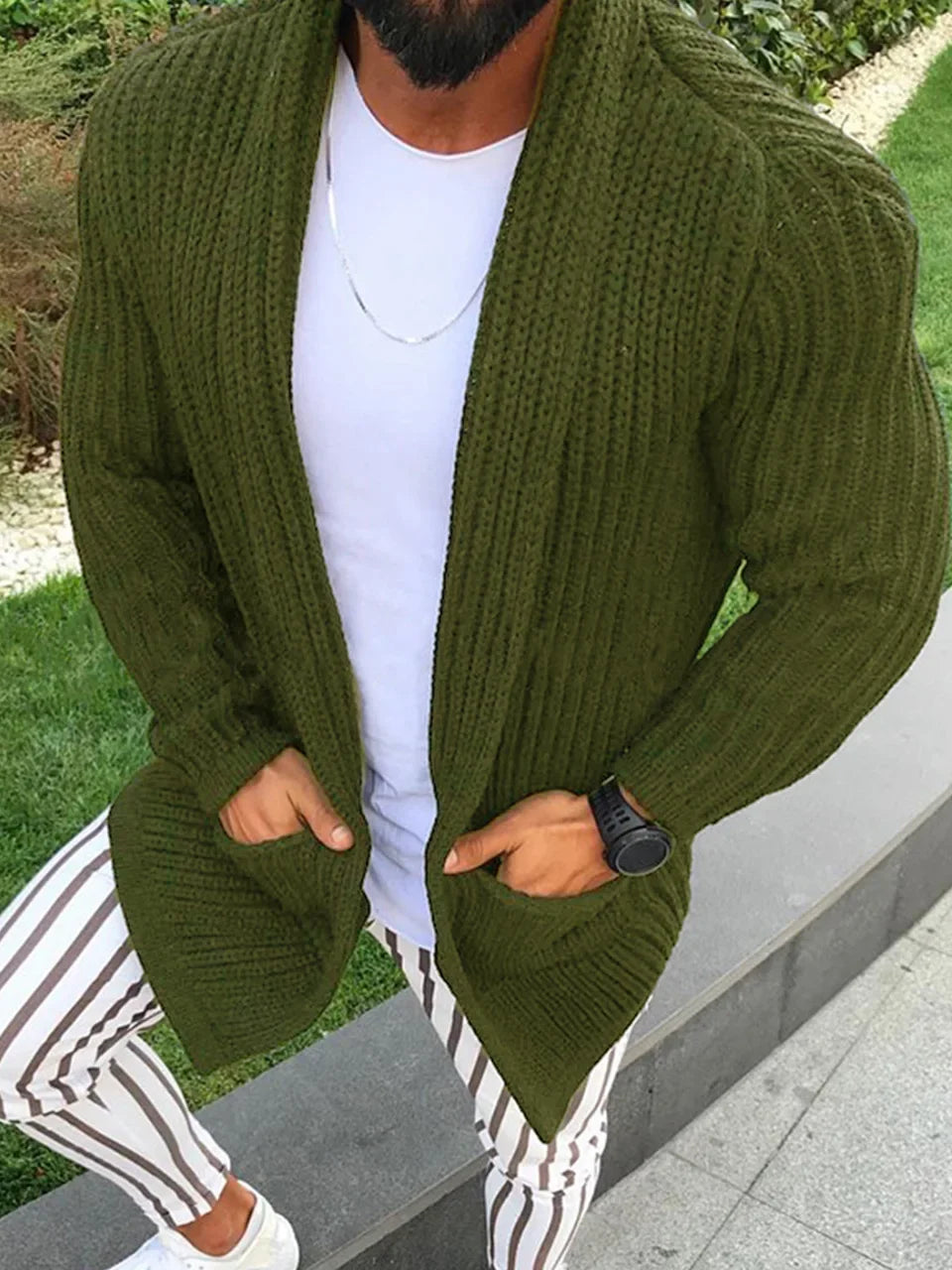 Muscular Men's Sweater, European and American Style, Long-sleeved, Slim-fit Knitted Sweater Coat for Autumn and Winter S-3XL