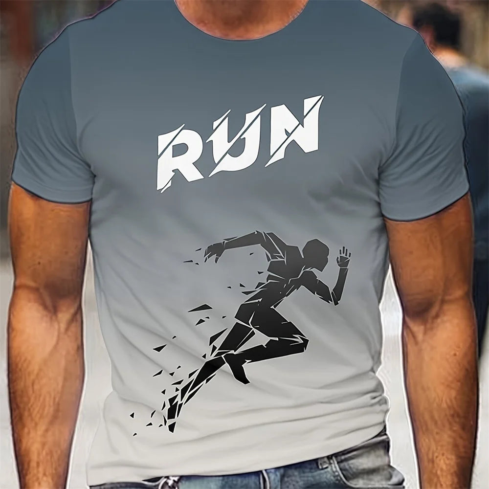 Outdoor Running Sports Men's T-Shirt Summer Comfortable Breathable Short Sleeve Tee Casual O-neck Loose Top Fashion Men Clothing