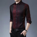 New Men's Casual Printed Long Sleeved Lapel Shirt for Spring and Autumn Fashion Comfortable Wrinkle Free Top Without Ironing