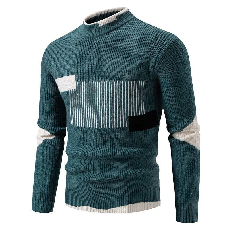 2025 Men's Color-coded Casual Trendy Slim Simple Basic Casual Trendy Knitted Sweater Pullovers Male Clothes Autumn Winter Tops