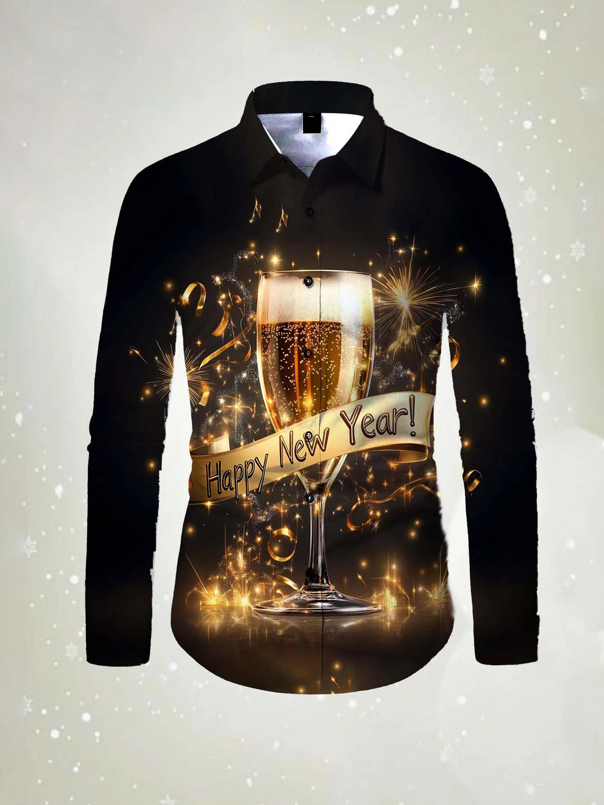 Men's long sleeved shirt Happy New Year Pattern 3D printed top 2026 spring autumn new fashion casual Festival Unisex clothing