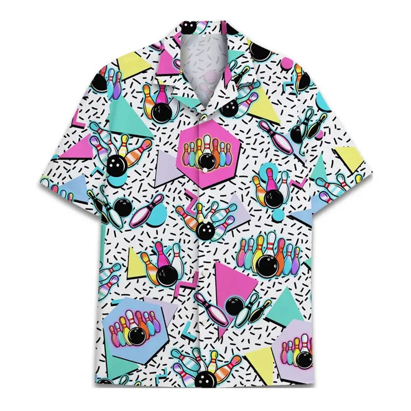80s 90s Retro Rubber Duck Hawaii Shirt For Men Funny Memphis Style Print Loose Button Shirts Relaxed Street Novel Design Blouse