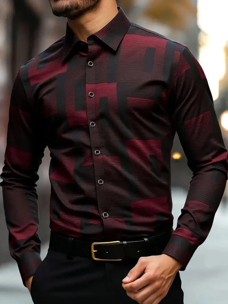 New Men's Flip-over Beach Shirt Long Sleeve Hawaiian Holiday Clothing Pattern Summer New Collection