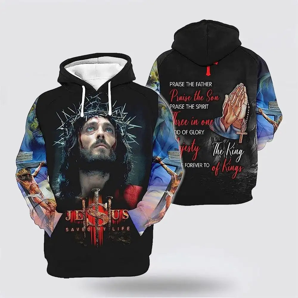Christian Jesus Autumn Retro Man's Hoodie Sweatshirts 3D Printed Latin Cross Knight Graphic  Men Pullover God Man Clothing Tops