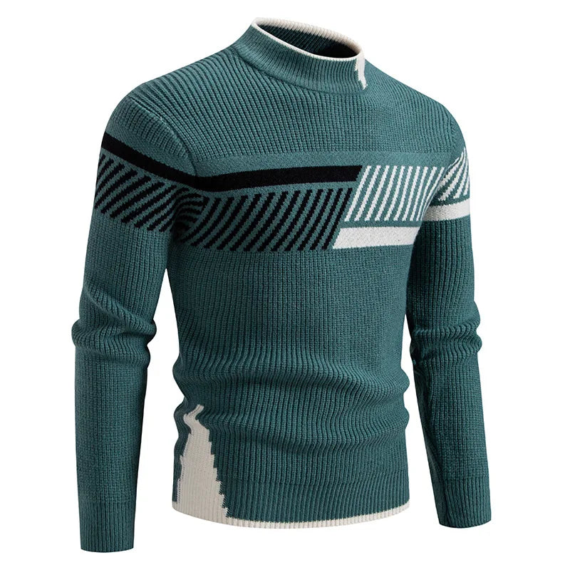 2025 Men's Color-coded Casual Trendy Slim Simple Basic Casual Trendy Knitted Sweater Pullovers Male Clothes Autumn Winter Tops