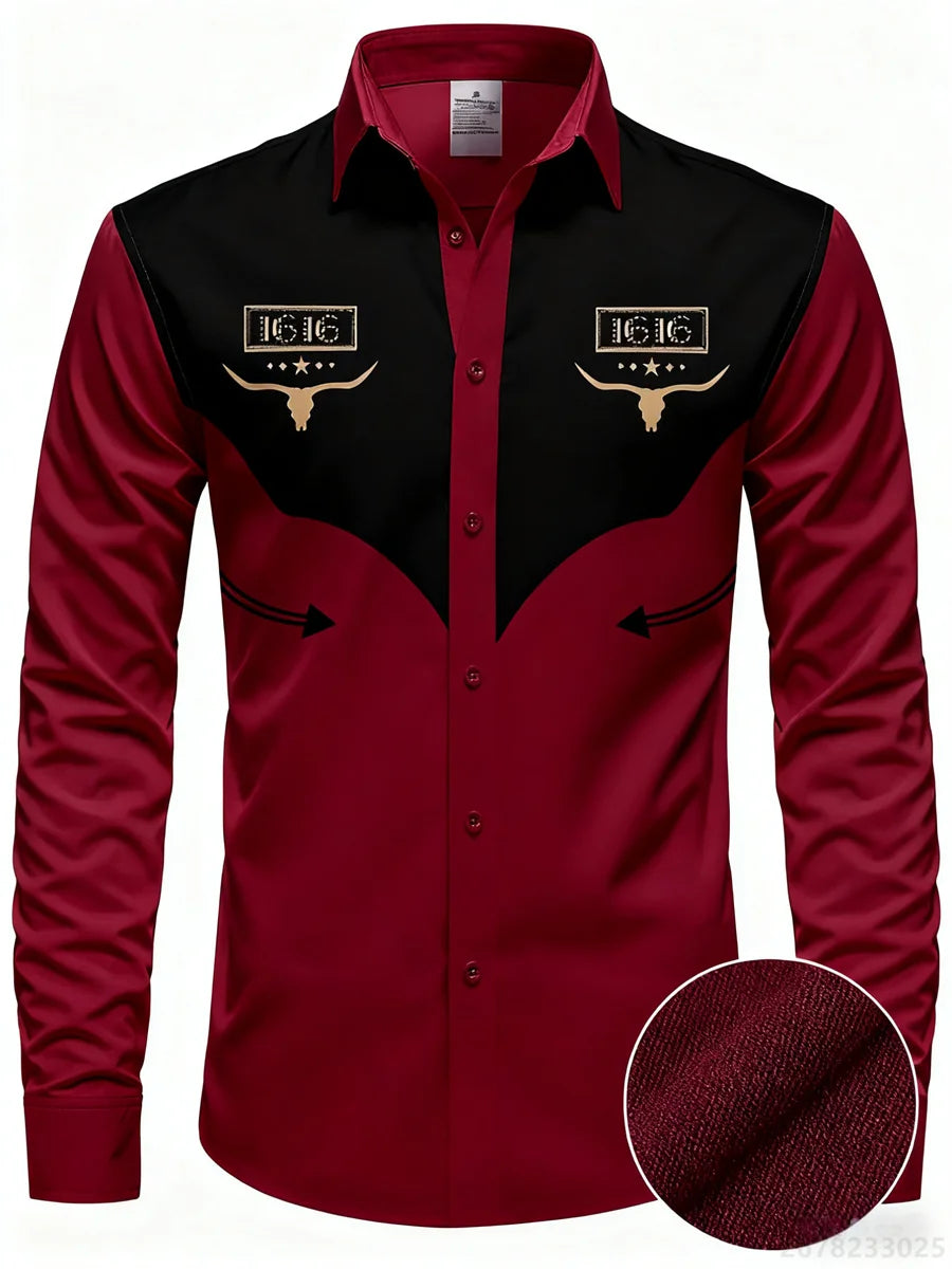 Men's shirt long sleeve shirt, casual retro striped denim style fashion design long men's top, casual breathable button style