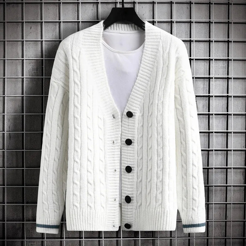 Autumn Men's Sweater Cardigan Slim Fit Single Breasted Solid Color Knitted Cardigan Men Causal Sweatercoat Mens Clothing 2022