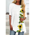 Summer Sunflower Floral 3D Print T-shirt Women Fashion Streetwear Casual O-Neck T Shirts Y2K Tops Tees Female Oversized Clothing