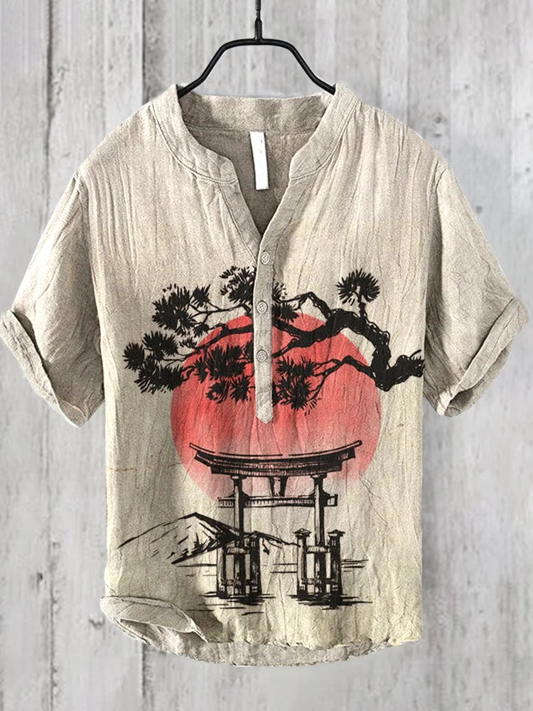 Men's Casual Short-Sleeved Printed Vacation Clothing Plus Size Men's 2026 Summer New Top Short-Sleeved Shirt