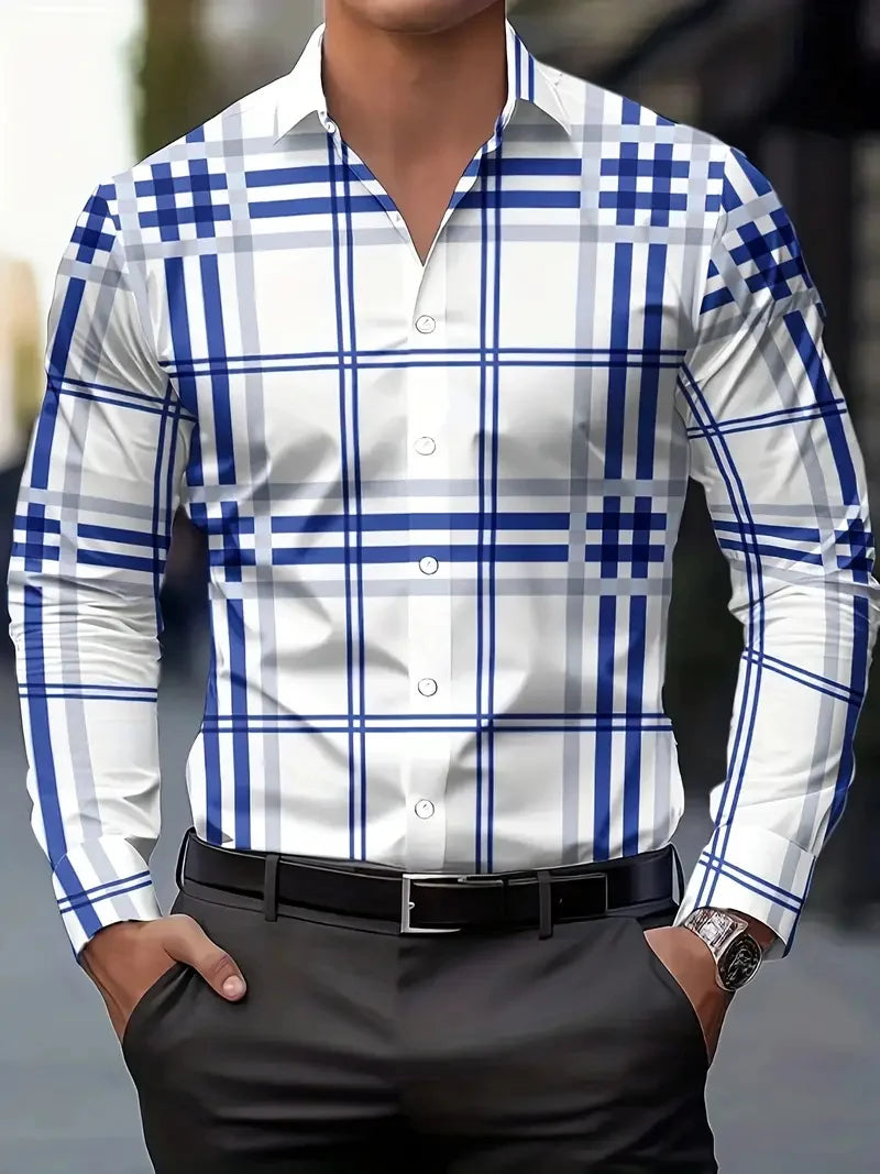 New Men's Flip-over Beach Shirt Long Sleeve Hawaiian Holiday Clothing Pattern Summer New Collection