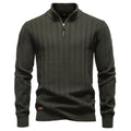 Men's Solid Color Casual Trendy Simple Basic Half Zipper Stand Collar Knitted Pullovers Autumn Winter New Fashion Sweater Tops