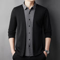 Men's Cardigan, Fake Two Shirts, Jacket, Fake Two Items, 2024 Autumn Bestseller, Fake Two Items, New Cardigan Shirt