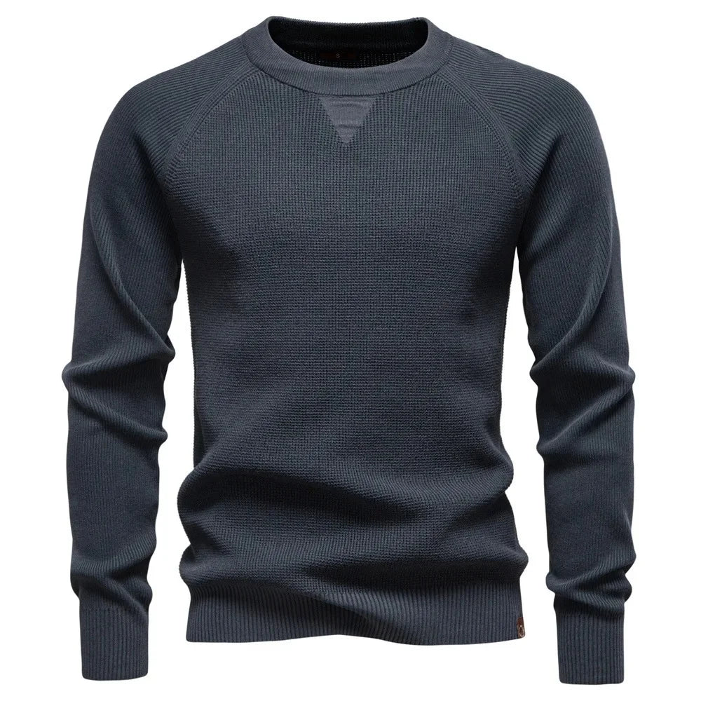 High Quality Men's Casual Knitted Sweater round Neck Pullover Fashionable New Arrival Pure Color Business Casual Autumn Winter