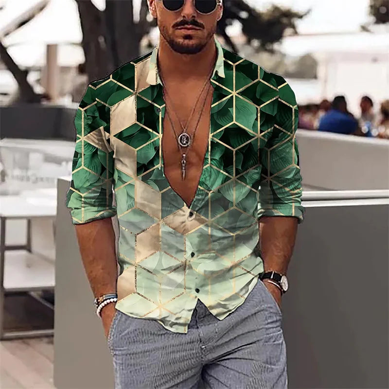 Fashion Leopard Men's Shirt Tops Sapphire Purple Gray Casual Outdoor Spring Summer High Quality Material Plus Size