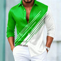 Men's stylish contrasting striped long-sleeved shirt, European and American style slim-fit casual shirt, 15 colors available