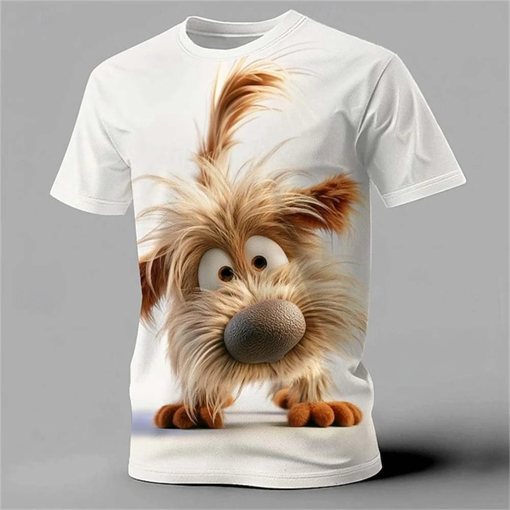 Cartoon Animal 3D Print Men's T-Shirts Funny Dog Pattern Street Short Sleeve Tee Summer Casual O-neck Loose Top Fashion Clothing