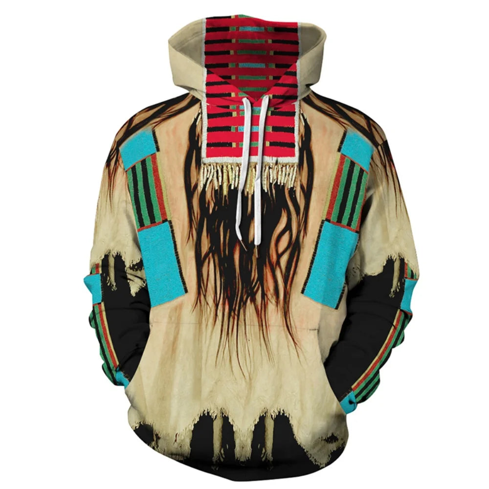 Men's Clothing Bohemian Style Hooded Shirt Autumn New in Sweatshirts Loose Long Sleeve Y2k Clothes Fashion Tops Men's Hoodie