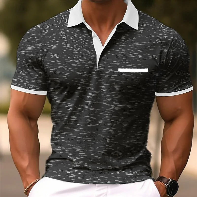 Men's Splice Shirt Short Sleeve Polo Shirt Print New Summer Street Clothing Casual Fashion Men's Top