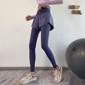 Women's Fall Two-in-One Leggings - High Waist Running Yoga Pants with Slimming Skirted Hem, 4-Way Stretch  From Studio to Street