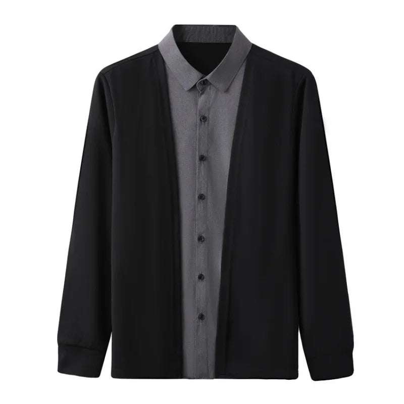 Men's Cardigan, Fake Two Shirts, Jacket, Fake Two Items, 2024 Autumn Bestseller, Fake Two Items, New Cardigan Shirt