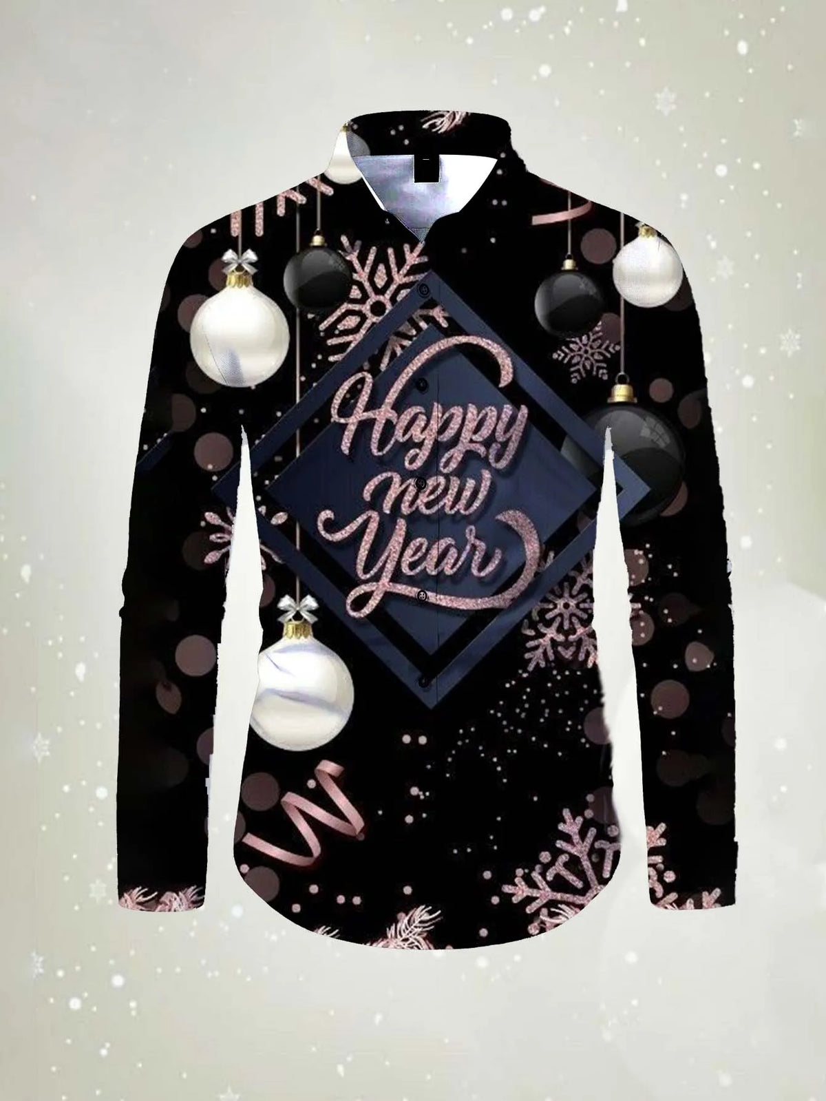 Men's long sleeved shirt Happy New Year Pattern 3D printed top 2026 spring autumn new fashion casual Festival Unisex clothing