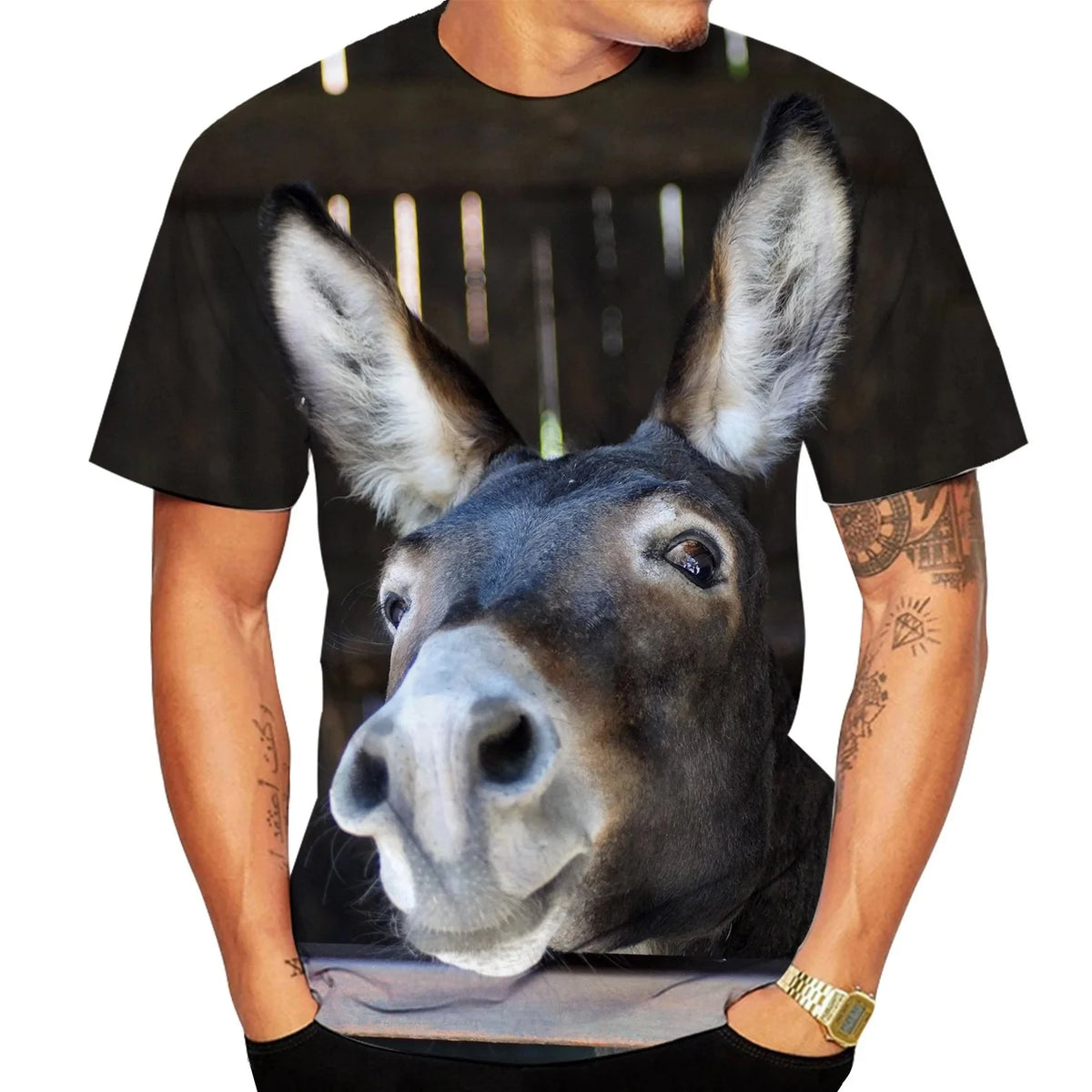 Funny Donkey T-Shirts Animal 3D Print Men Streetwear Casual Short Sleeve T Shirts Oversized Harajuku Kid Top Tees Clothing