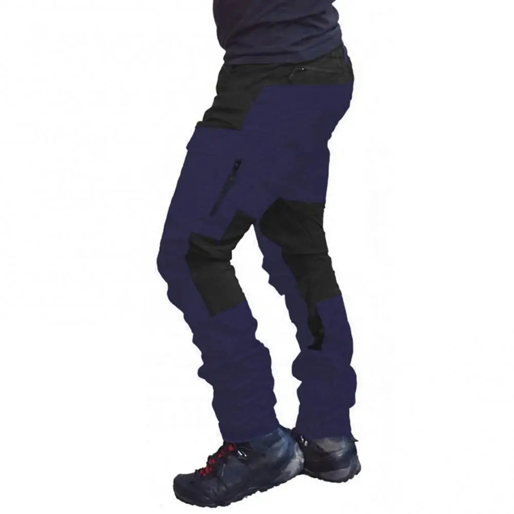 Casual Men Fashion Color Block Multi Pockets Sports Long Cargo Pants Breathable Work Trousers Men Work Trousers Men Clothing