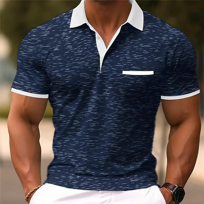 Men's Splice Shirt Short Sleeve Polo Shirt Print New Summer Street Clothing Casual Fashion Men's Top