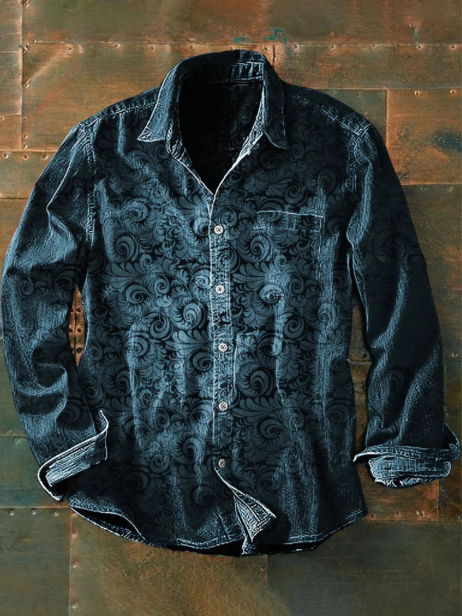 2026 New Retro Graffiti Sunflower Print Long-Sleeve Shirt, European and American Style Casual Fashion Top, Sizes XS-6XL