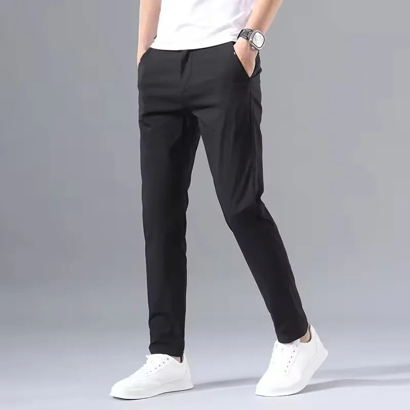 2025 Spring Autumn Thin Slim Men Casual Pants Classic Business Cotton Stretch Golf Trousers Korean Fashion Male Clothing Pants